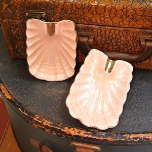 Pink Ucagco Gold Trimmed Cigarette Pair of Ashtrays